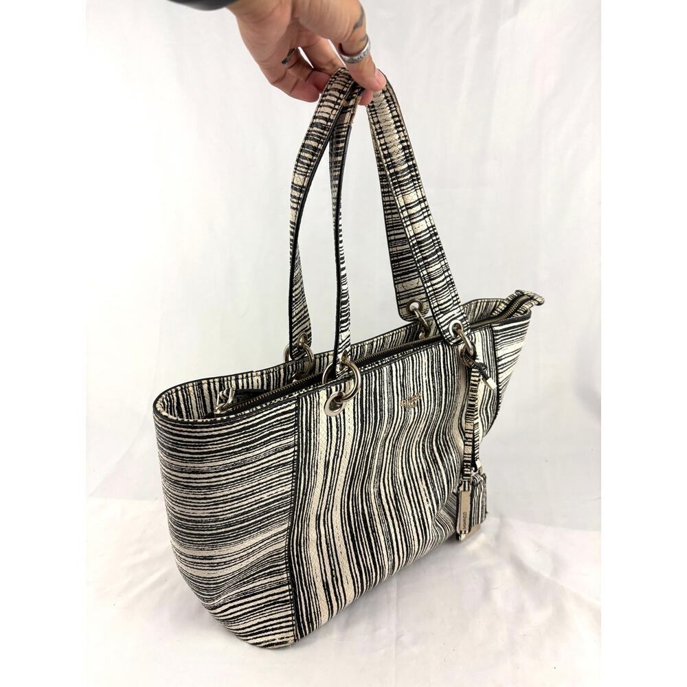 Guess Kamryn Stripe Python Tote Black White Shoul… - image 4